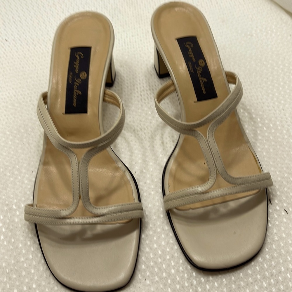 Gruppo Italiano Women’s Cream Leather Sandals Made in Italy 8.5 (2)